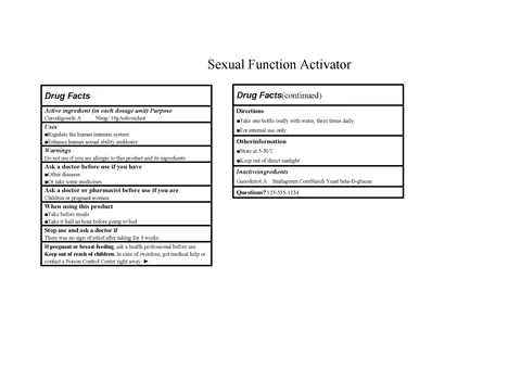 Sexual Function Activator 포장