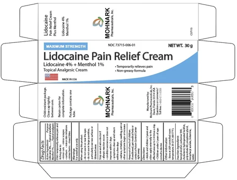 Lidocaine 4% plus Menthol 1% Topical Anesthetic Pain Cream packaging