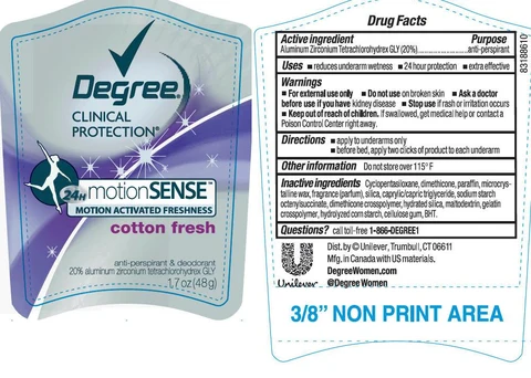 DegreeClinical Protection Motion Sense Cotton Fresh Antiperspirant and Deodorant 포장