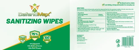 DefendMax Sanitizing Wipes 포장