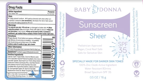 Baby Donna SHeer SPF Sunscreen Stick 포장