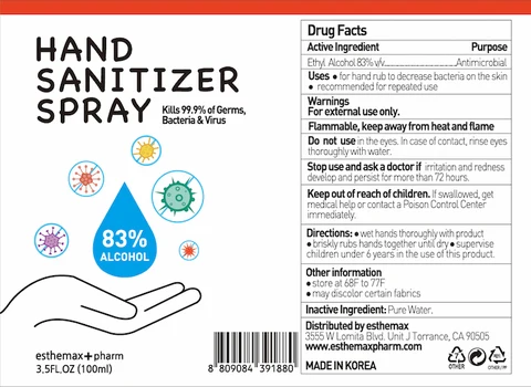esthemax pharm Hand Sanitizer packaging