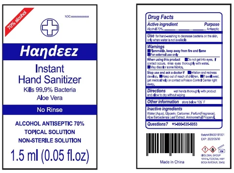 Handeez Instant Hand Sanitizer packaging