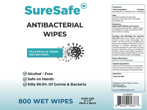 SureSafe ANTIBACTERIAL WIPES 포장