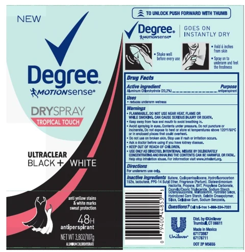 Degree MotionSense Ultraclear Black and White Tropical Touch 48H Antiperspirant 포장