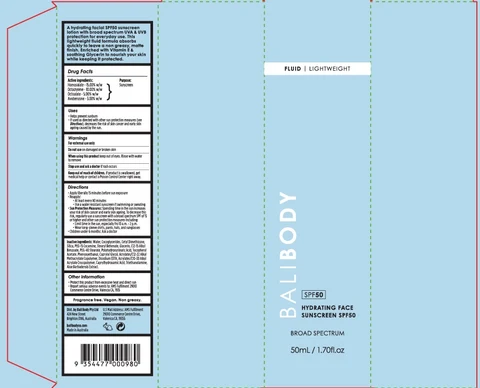 Bali Body Hydrating Face Sunscreen SPF50 포장