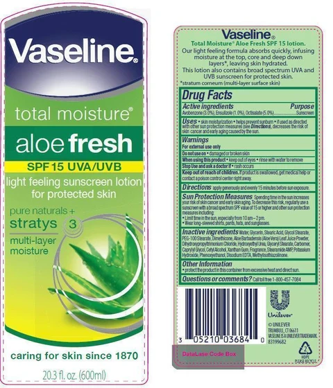 VaselineTotal Moisture Aloe Fresh SPF 15 포장