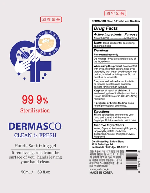 DERMASCO Clean and Fresh Hands Sanitizing 포장