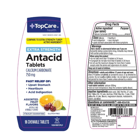 Topcare Extra Strength Antacid Assorted Fruit packaging