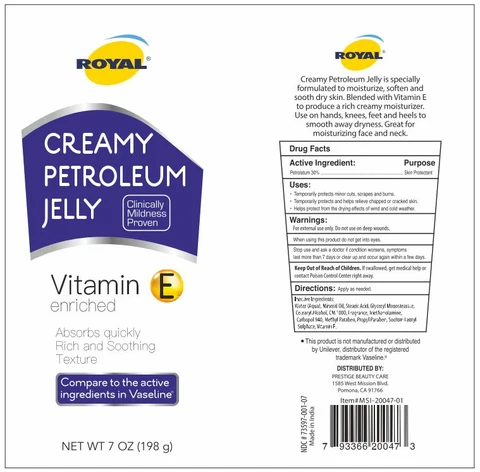 Royal Creamy Petroleum Jelly packaging