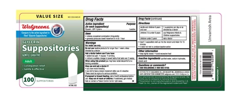 Walgreens Adult GlycerinLaxative packaging