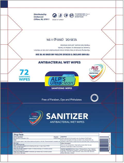 ALPS ULTRACLEAN ANTIBACTERIAL WET WIPES 포장