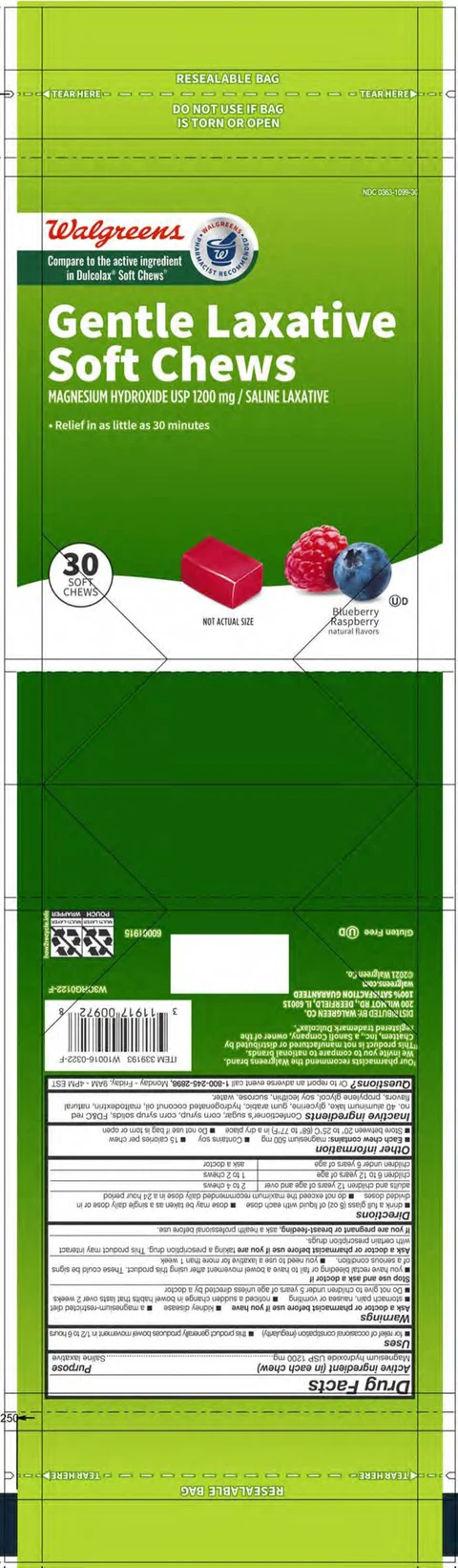 Walgreens Blueberry Raspberry Gentle Laxative packaging