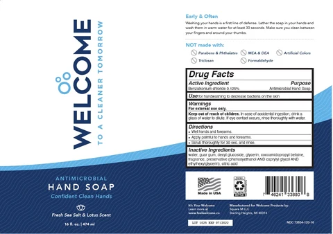 WELCOME ANTIMICROBIAL HANDSOAP packaging