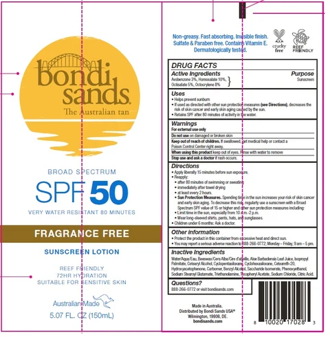 Bondi Sands Fragrance Free SPF 50 Sunscreen 포장