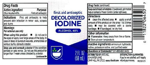 Rite Aid Decolorized Iodine packaging