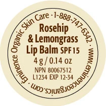 Rosehip and Lemongrass Lip SPF 15 packaging