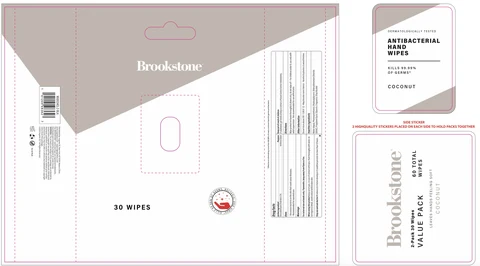 Brookstone Value Pack Antibacterial Hand Wipes Coconut packaging