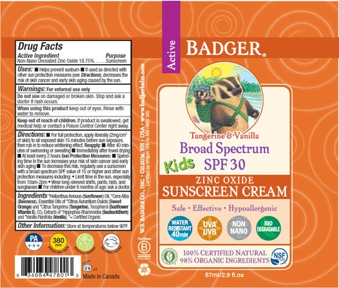 Badger Kids SPF 30 Sunscreen 포장