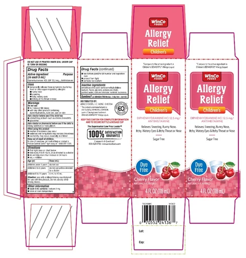 Winco Foods Childrens Allergy ReliefDye Free packaging