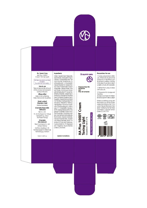 HA Plus 100DT Cream Toning Light packaging
