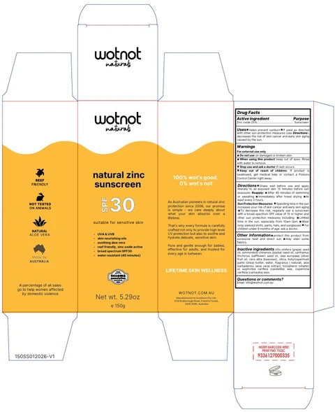 Wotnot Naturals Natural Zinc Sunscreen SPF 30 packaging