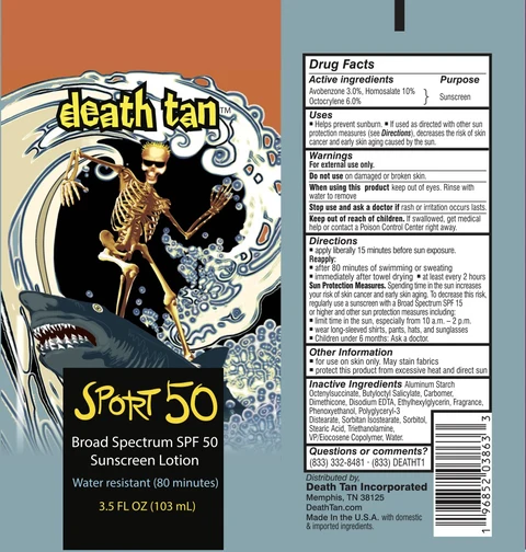 Death Tan SPF 50 Sport Sunscreen 포장