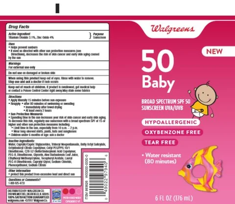 Walgreens Baby SPF50 packaging