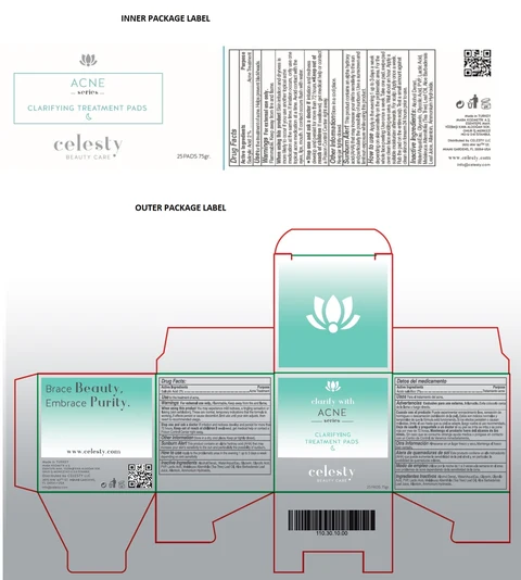 CelestyACNE series CLARIFYING TREATMENT PADS 포장