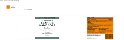 BODY PRESCRIPTIONS Eucalyptus infused with Vitamin E ANTIBACTERIAL FOAMING HAND 포장