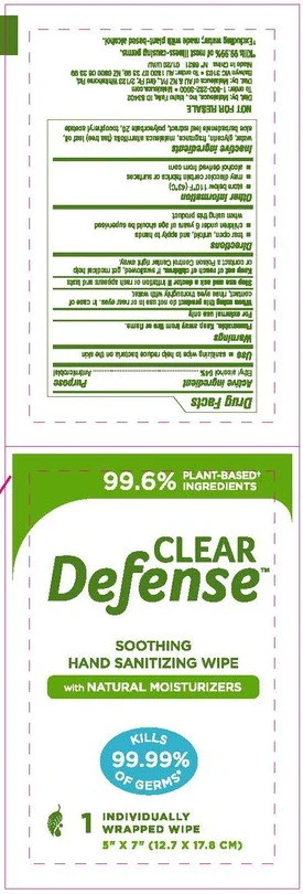 Clear DefenseHand Sanitizing Wipes packaging