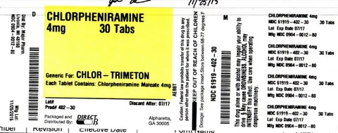 CHLORPHENIRAMINE MALEATE 포장