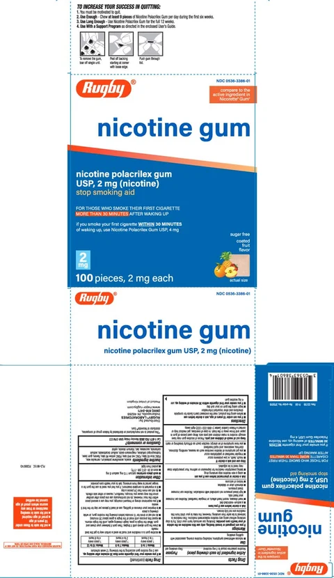 Rugby Nicotine Polacrilex Gum, Coated Fruit Flavor 포장