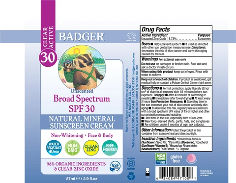 Badger Active SPF 30 Clear Zinc Sunscreen 포장