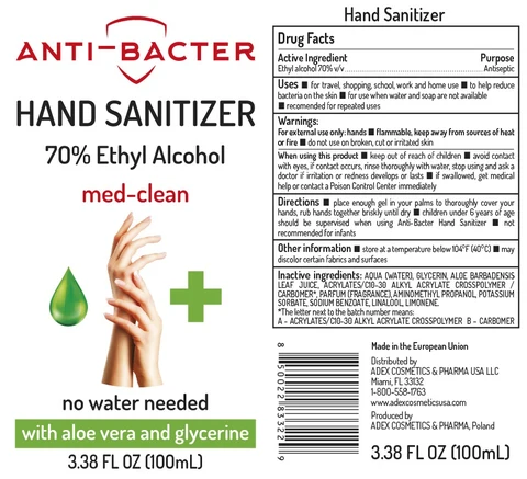 Anti-Bacter Hand Sanitizer 70 Ethyl Alcohol Med-Clean 포장