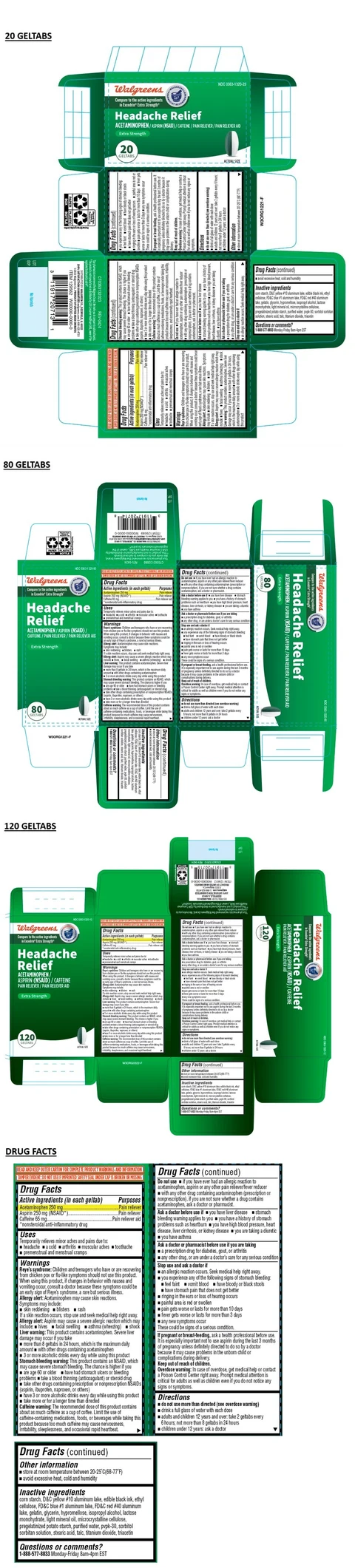 Acetaminophen 250mg Aspirin 250mg Caffeine 65mg packaging