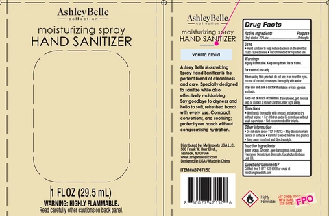 AshleyBelle Moisturizing Hand Sanitizer Vanilla Cloud 포장