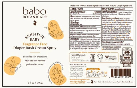 Babo Botanicals Sensitive Baby Fragrance Free Diaper Rash 포장