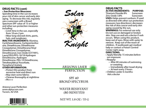 Solar Knight SPF 40 Broad Spectrum 포장