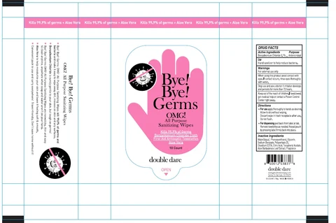 Bye Bye Germs OMG All Purpose Sanitizing Wipes packaging
