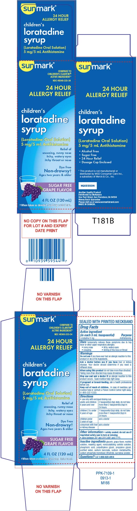 sunmark Childrens Loratadine 포장