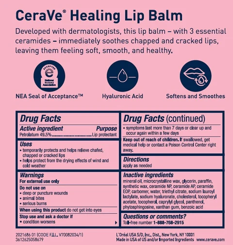 CeraVe Developed with Dermatologists Healing Lip Balm 포장