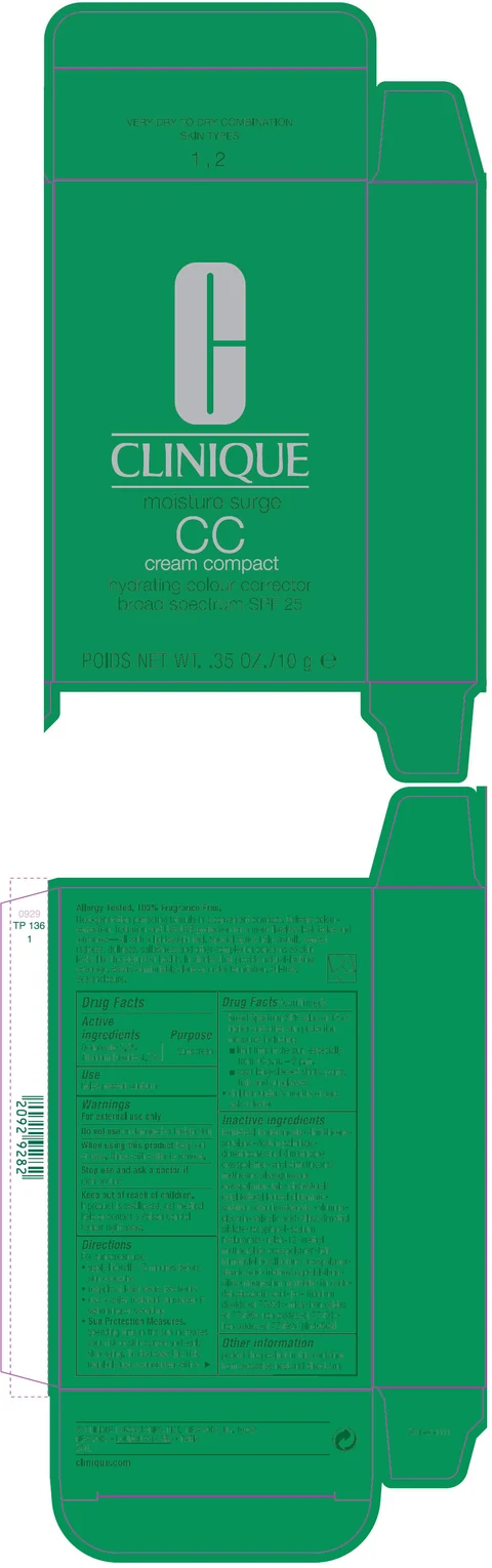 CLINIQUE MOISTURE SURGE CC COMPACT HYDRATING COLOUR CORRECTOR BROAD SPECTRUM SPF 25 packaging