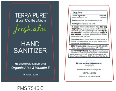 Terra Pure Spa Collection Fresh Aloe Hand Sanitizer packaging