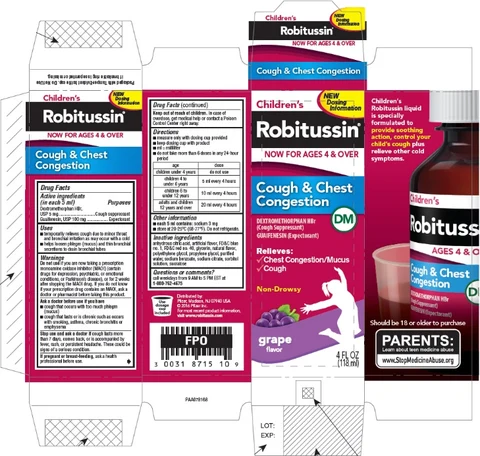 Childrens Robitussin Cough and Chest Congestion DM packaging