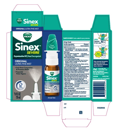Vicks Sinex SEVEREORIGINAL ULTRA FINE MIST 포장