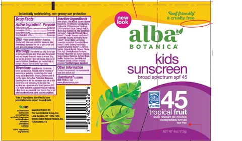 Alba Botanica Kids SunscreenTropical Fruit SPF45 포장