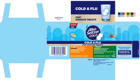 ALKA SELTZER COLD Cold and Flu Severe Day Night Fast Dissolve 포장