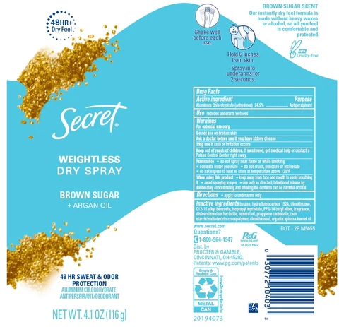 Secret Weightless Dry Brown Sugar plus Argan Oil 포장