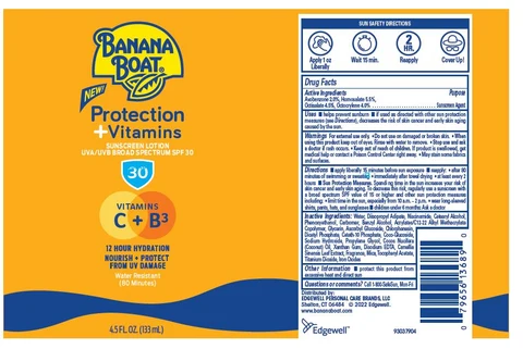 BANANA BOAT PROTECTION PLUS VITAMINS SUNSCREEN UVA/UVB BORAD SPECTRUM SPF 30 포장